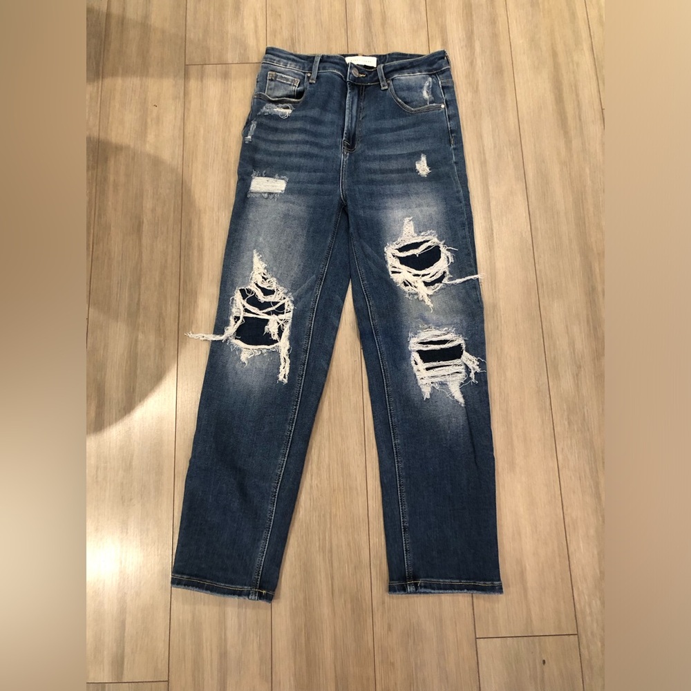 Risen distressed high rise skinny/straight ankle Jean sz 9/29